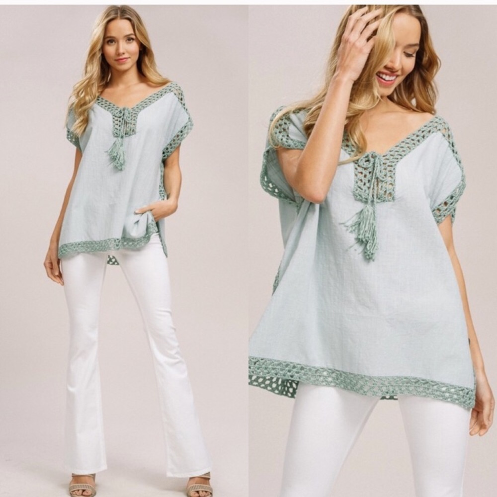 A MUST HAVE! Textured Hand Crochet Woven PonchoTOP